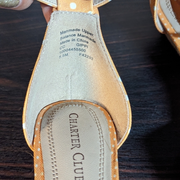 Charter Club Yellow White Polka Dot Wedges - Picture 5 of 6